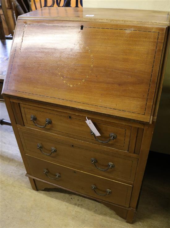 Small Edwardian inlaid mahogany bureau